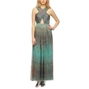 Sparkle & Fade Teal and Brown Maxi Dress